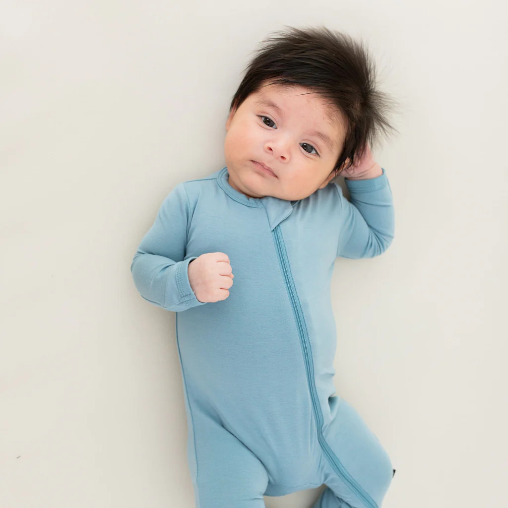 Zippered Romper in Dusty Blue | Kyte BABY
