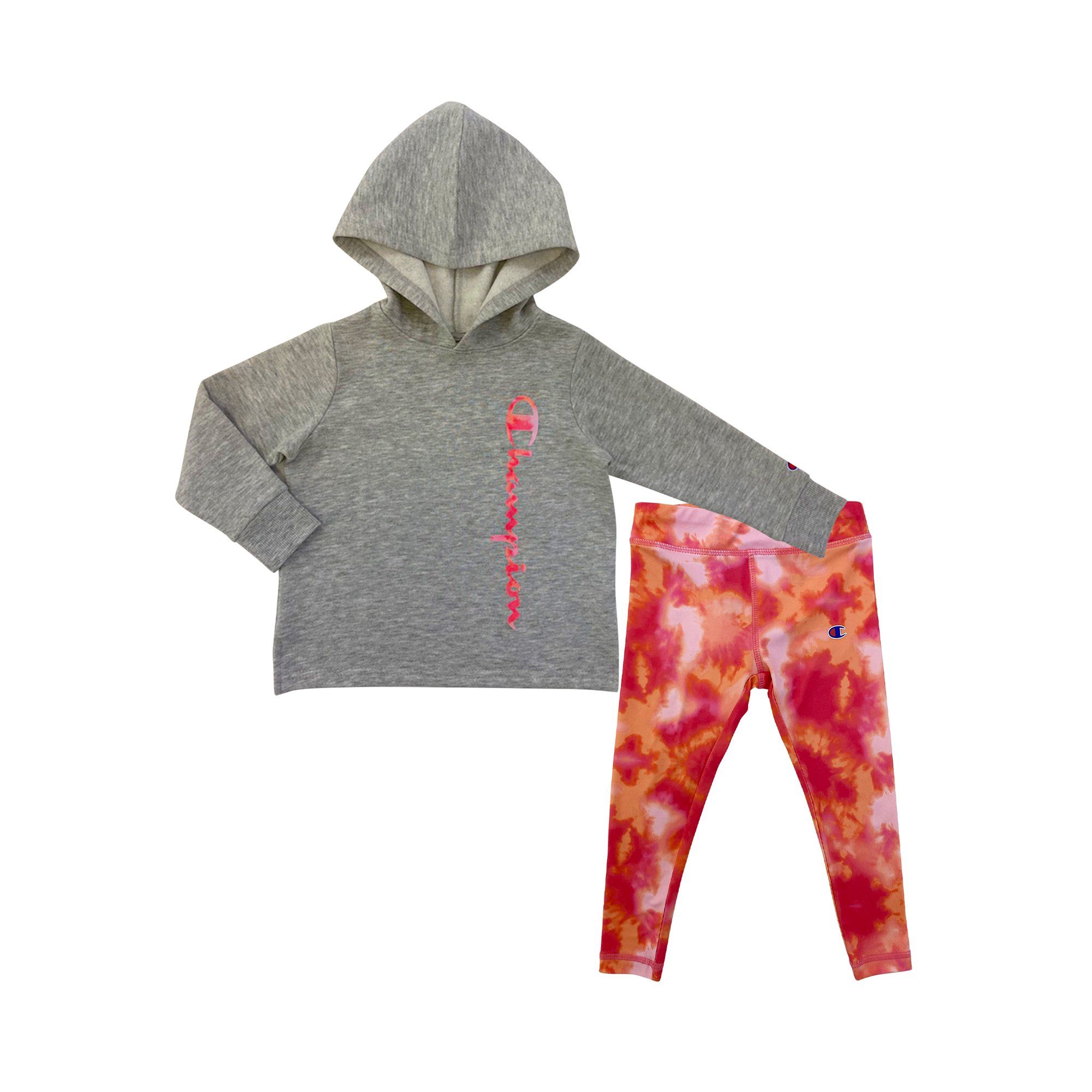 Champion Girls 2T-6X Tie Dye Script Fleece Hoodie and Legging, 2-Piece Active Set | Walmart (US)