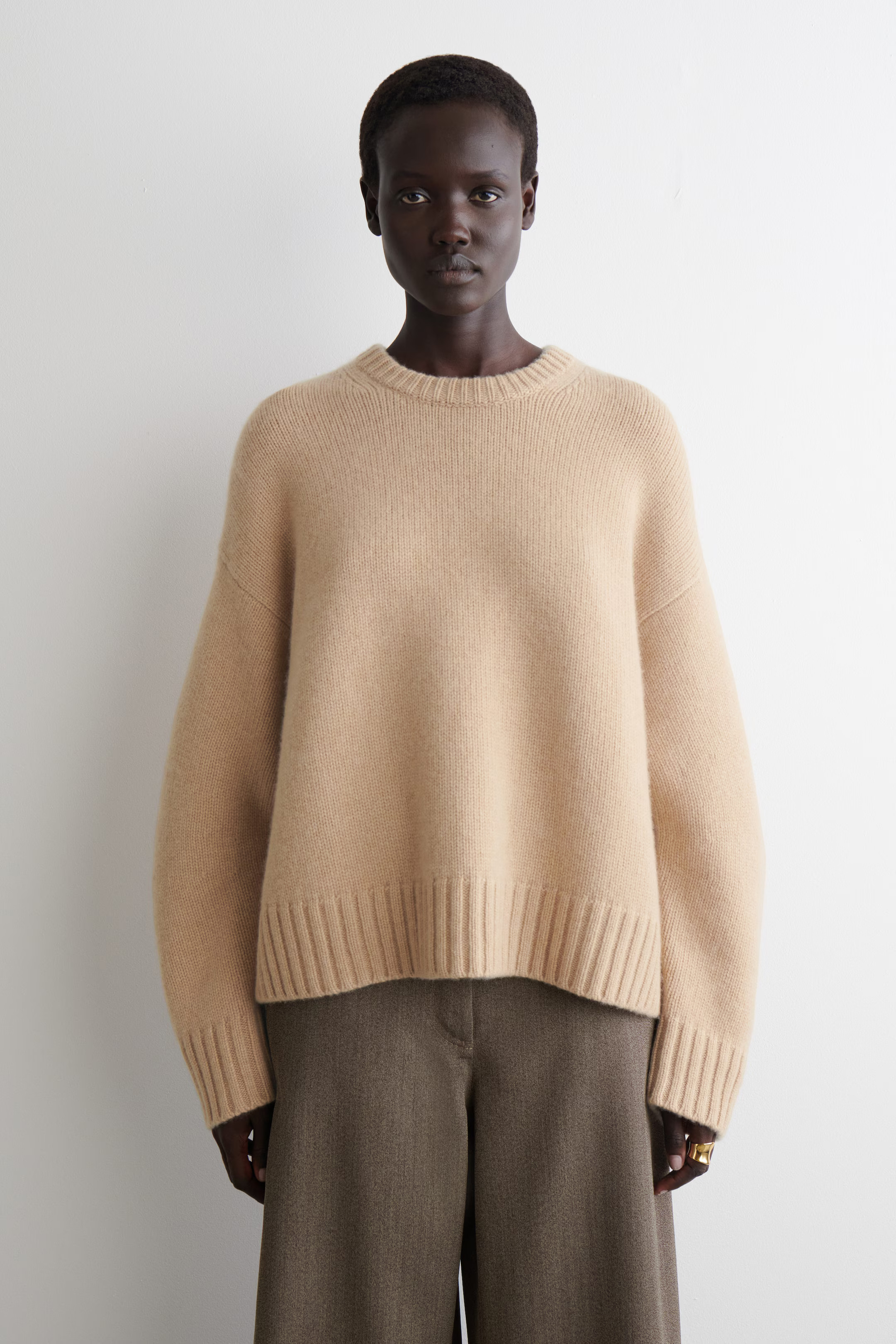 CHUNKY CASHMERE CREW-NECK JUMPER - BEIGE | COS GB | COS UK