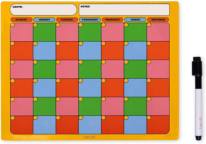 ban.do Magnetic Colorblock Undated Calendar for Monthly Planning with Black Dry Erase Marker and ... | Amazon (US)