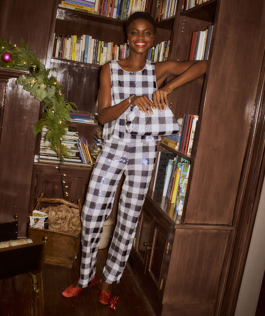 Sequin Check Trouser | vineyard vines