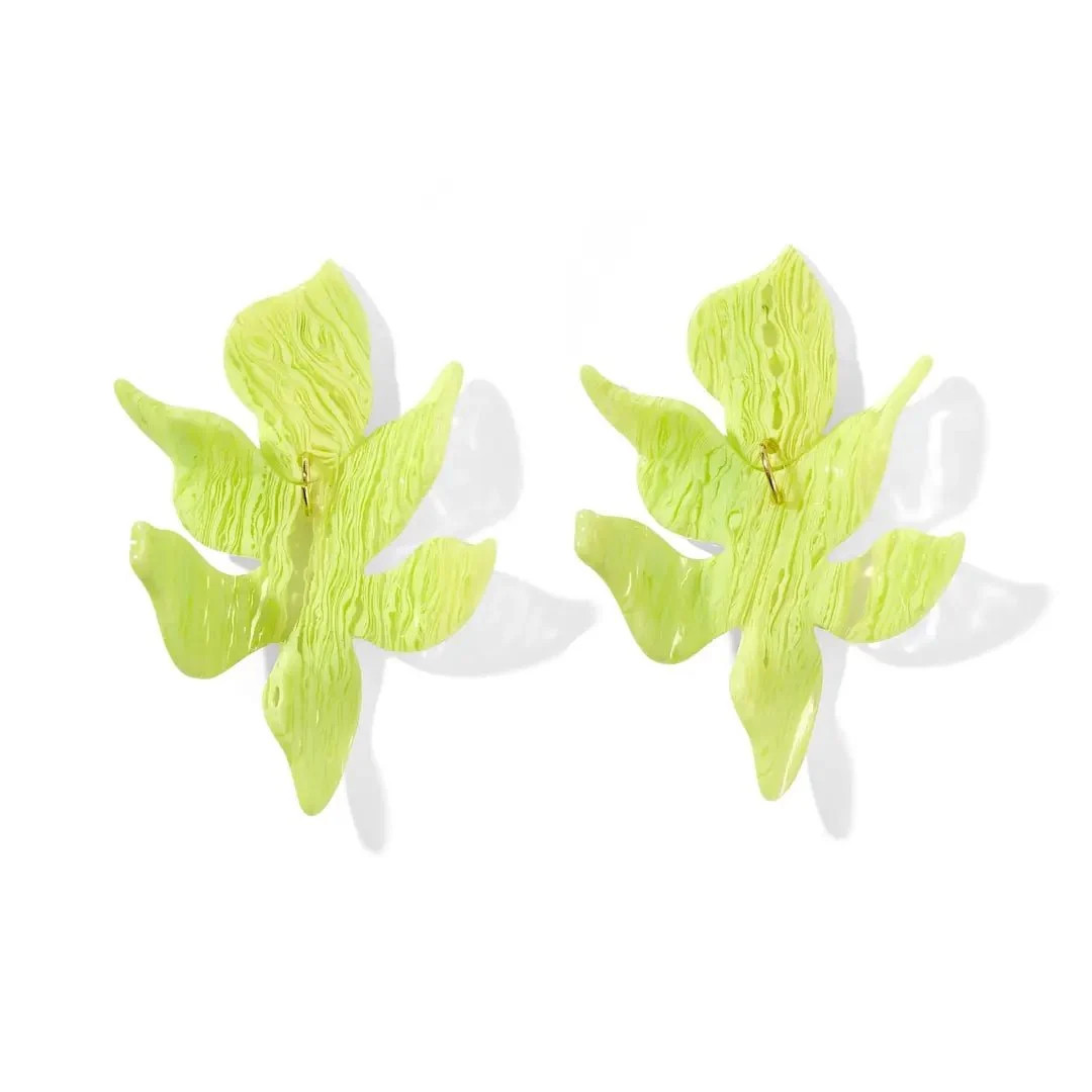 Flora Flower Statement Earrings - Lime Zest - Shop LINNY CO | LINNY CO LLC