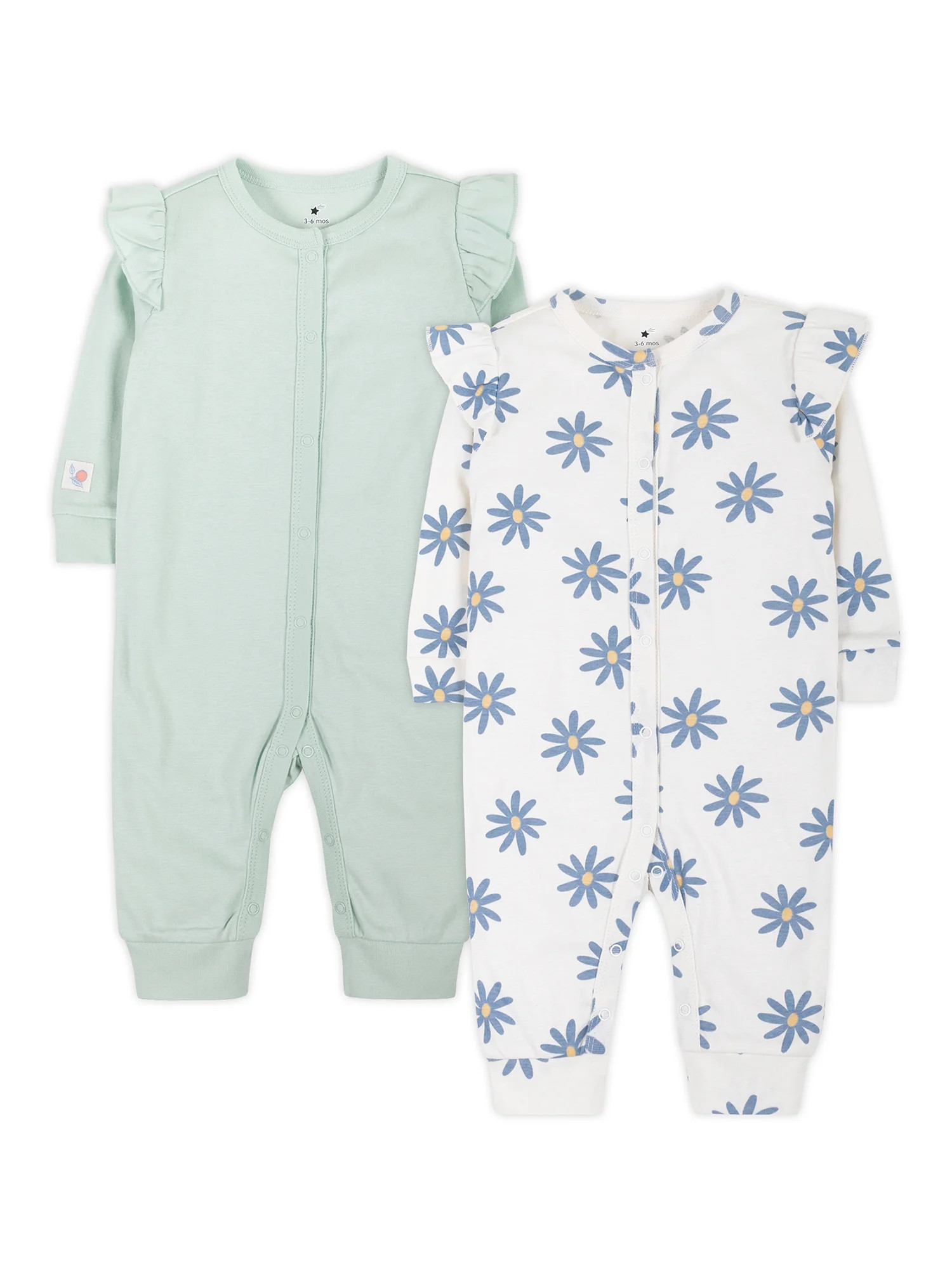 Little Star Organic Baby Girls 2Pk Coveralls, Size Newborn-12M | Walmart (US)