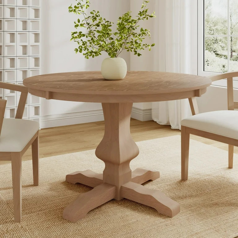 Christopher Knight Home 46" Rustic Round Dining Table with Pedestal Base for 4 People, Light Natu... | Walmart (US)