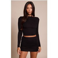 Black Jersey Low Waist Mini Skirt | PrettyLittleThing US