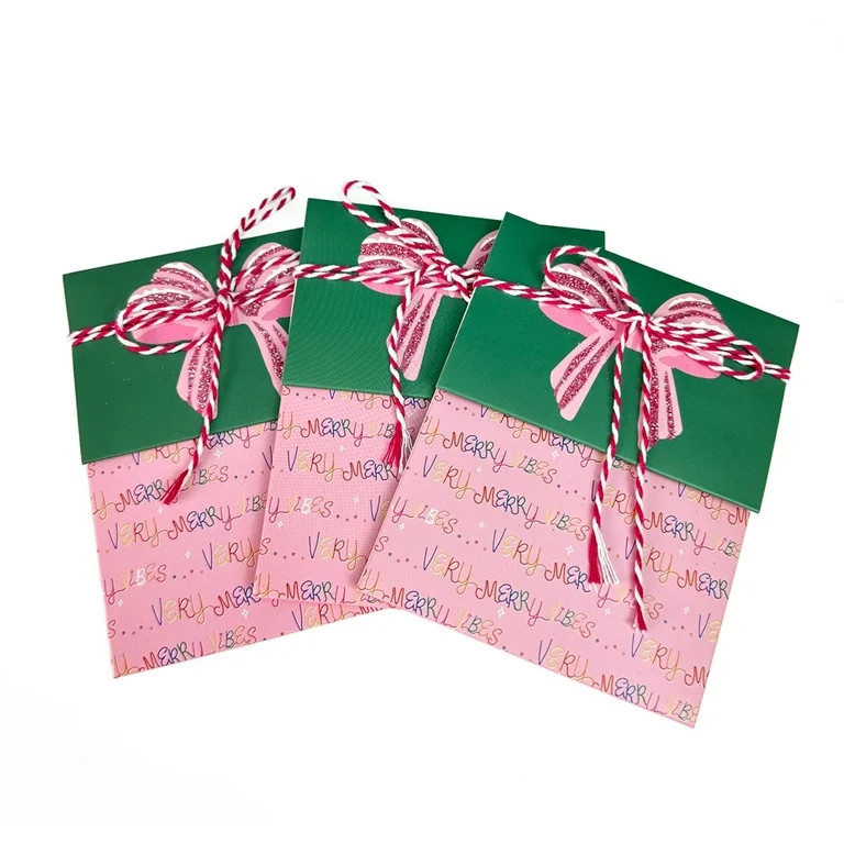 Christmas Paper Gift Card Holders, Green and Pink Bow, 3 Count, by Holiday Time - Walmart.com | Walmart (US)