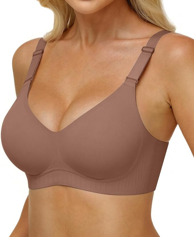 Jelly Bras for Women Deep V Wireless Seamless Bra Soft Tshirt Bra | Amazon (US)