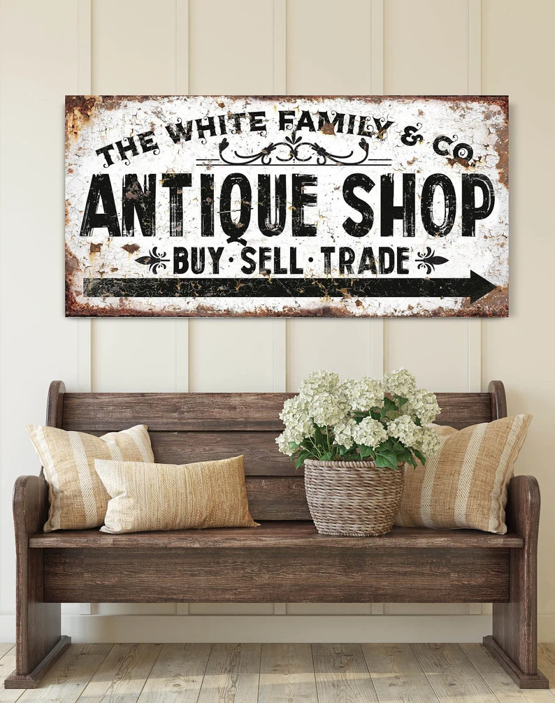 Personalized Antique Shop Sign, Family Name Sign, Buy Sell Trade Sign, Market Sign, Market Decor,... | Etsy (US)