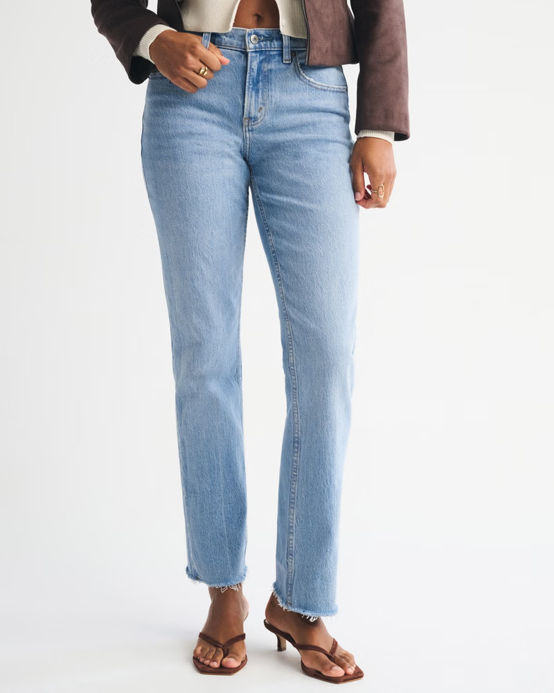 Women's Curve Love Mid Rise 90s Straight Jean | Women's Bottoms | Abercrombie.com | Abercrombie & Fitch (US)