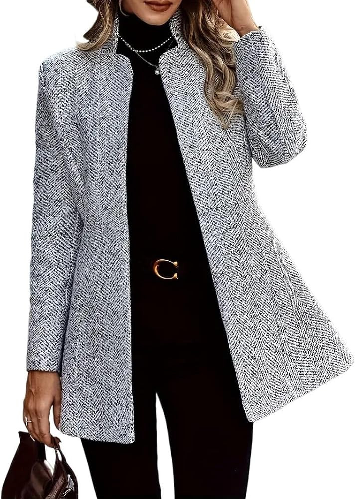 Open Front Textured Blazer, Elegant Long Sleeve Blazer for Office & Work, Women's Clothing | Amazon (US)