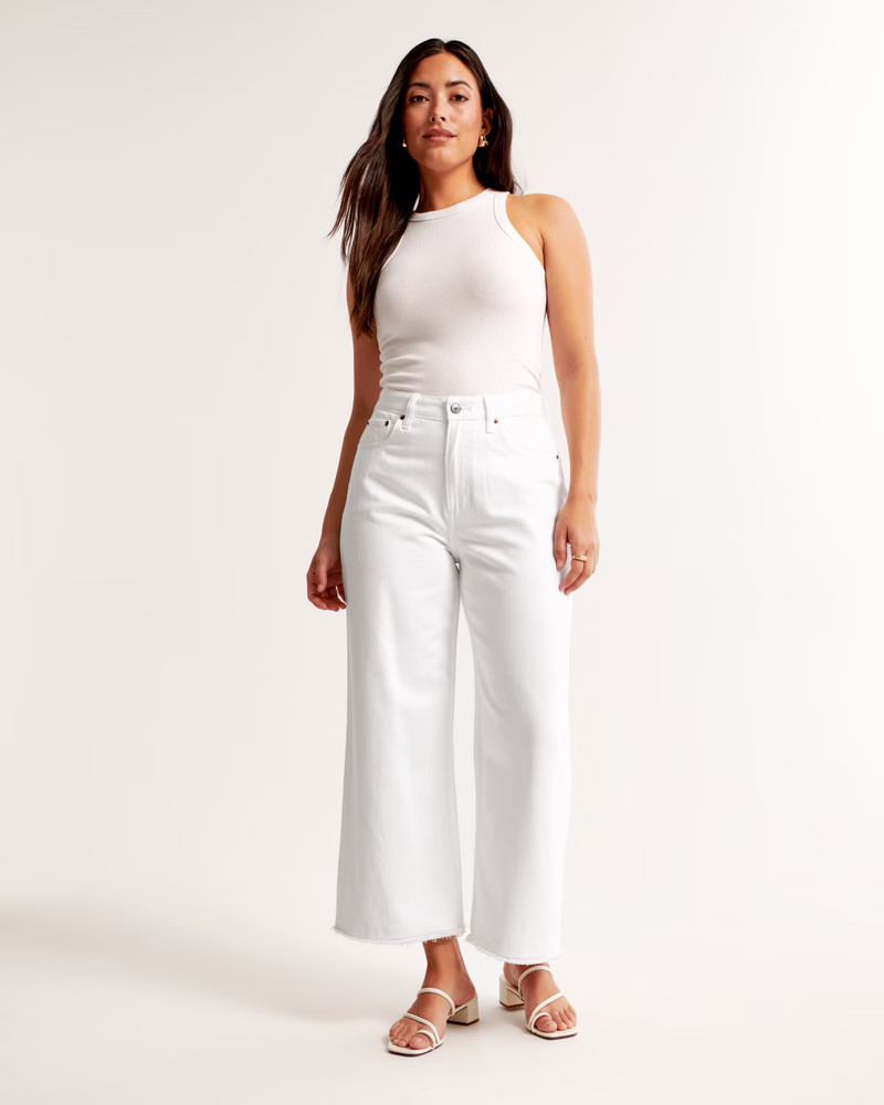 Curve Love High Rise Cropped Wide Leg Jean | Abercrombie & Fitch (US)