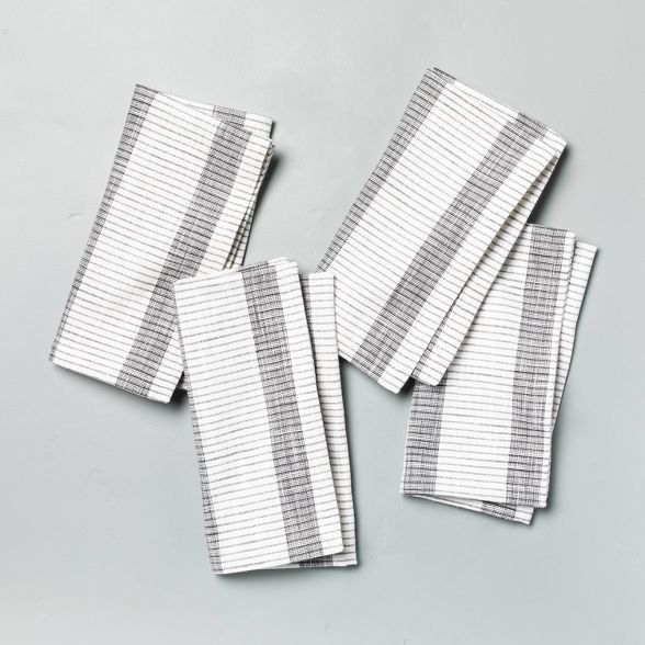 4pk Bold Stripes Napkin Set Dark Gray - Hearth &#38; Hand&#8482; with Magnolia | Target