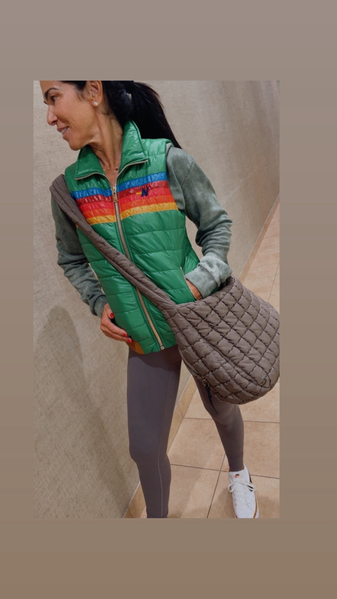 ✨My bestie loving her puffer tote and chic vest ⚡️ @Aviator Nation 

#LTKSaleAlert #LTKOver40 #LTKActive