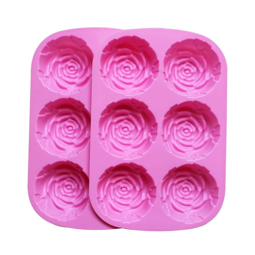 2 pack of X Large Rose Flower Ice Cube Chocolate Soap Tray Mold Silicone Party maker | Amazon (US)