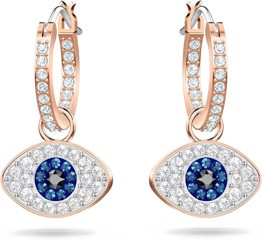 SWAROVSKI Unisex Symbolic Evil Eye Hoop Pierced Earrings, Rose-Gold Tone 5425857 | Amazon (US)
