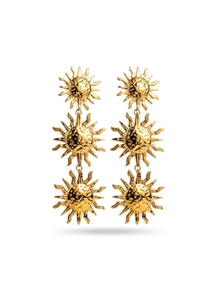 Triple Sun Pendant Earrings | outdazl