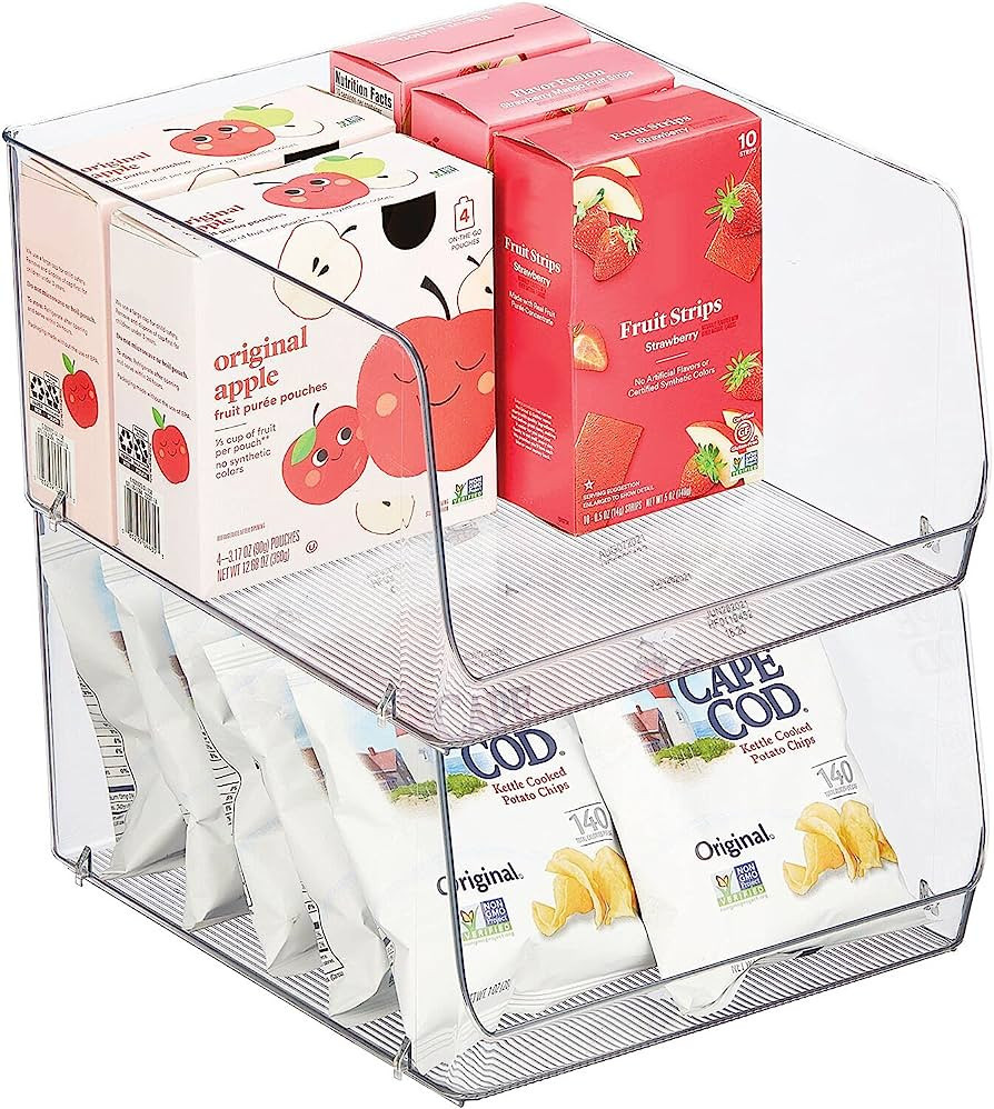 mDesign Wide Stackable Plastic Food Storage Organizer Bin Basket with Open Front for Household Ki... | Amazon (US)