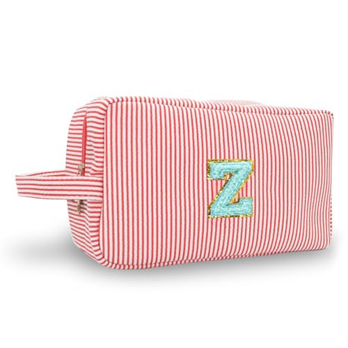 Koiernr Cute Cosmetic Bag, Personalized Initial Preppy Patch Makeup Bag, Cosmetic Travel Bag, Makeup Bag is for Mother, Wife, Friends Birthday, Valentine's Day, Mother's Day Christmas Gifts | Amazon (US)