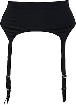 TVRtyle Women Black Seamless 4 Wide Straps Metal Buckles Sexy Garter Belt for Stockings S506B | Amazon (US)