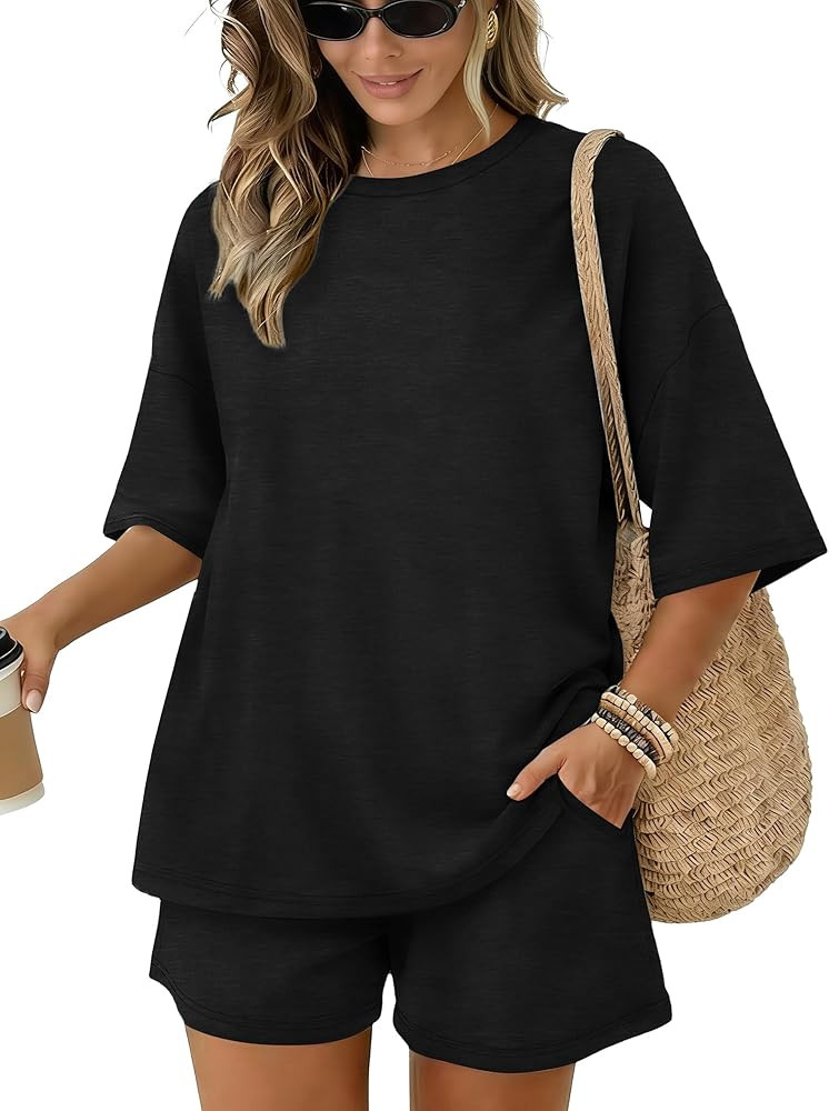 Sampeel Womens 2 Piece Sets 3/4 Sleeve Oversized Tops Lounge Sets Loungewear Business Casual Summ... | Amazon (US)