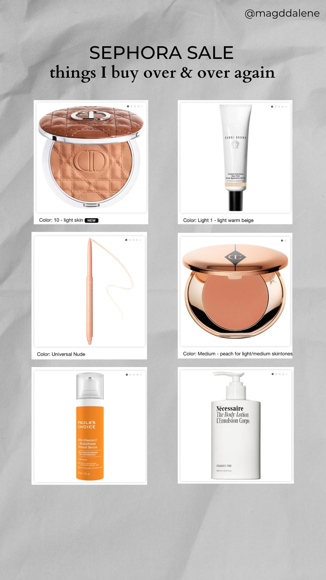 I will die on a hill for these. I take full responsibility for those recommendations. 
🤍 bronzer - most natural effect. I use it through the day to touch up my makeup. 
🤍 skin tint - my latest discovery and a new found love. It stays on my face am to late pm and won’t budge. 
🤍 fake awake - it gives the eye a little something that makes a huge difference. I use it very lightly on the bottom waterline. 
🤍 color corrector - bye bye blue under eye. Don’t be scared of the color. It conceals very well and is easy to work with. 
🤍 vitamin c - the only vitamin c with such high concentration. I feel like this one actually does something.
🤍 body lotion - I love the ingredients and how soft the skin feels. The only downside is that it takes a moment to dry out, but I don’t mind it that much. 

#LTKBeauty #LTKFindsUnder50 #LTKSaleAlert