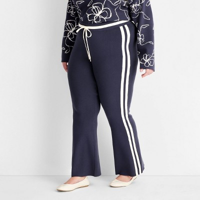 Women's High-Rise Sweater Track Pants - Future Collective Navy Blue XXL | Target
