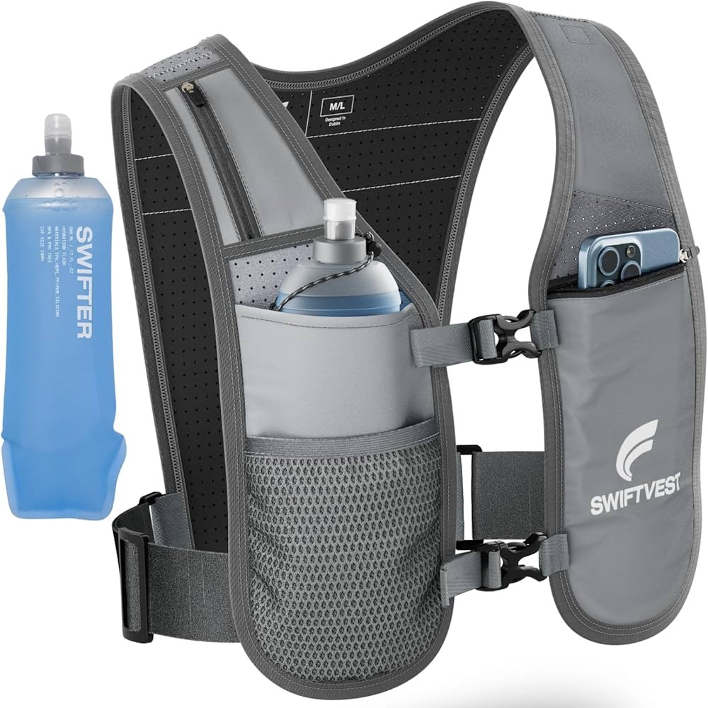 Running Phone Holder Vest with 500ml/17oz Water Bottle | Reflective Hydration Vest | Adjustable |... | Amazon (US)