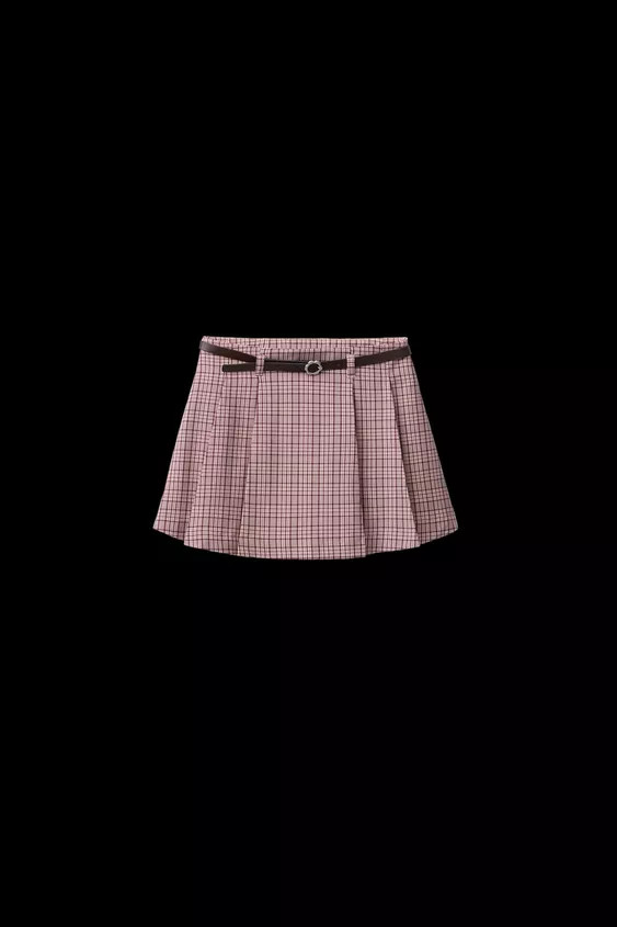 PLAID BELTED SKORT | Zara US