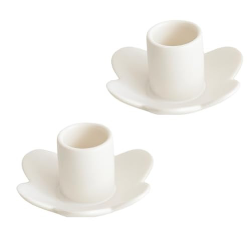 VIRFONOR Ceramic Taper Candle Holders,Vintage Candlestick Holder Centerpieces for Home Wedding Decoration, Housewarming Gifts,Pack of 2 (Flower Shape B Style) | Amazon (US)