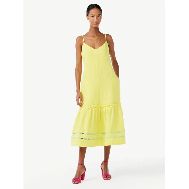 Scoop Women's Bow Back Midi Dress - Walmart.com | Walmart (US)