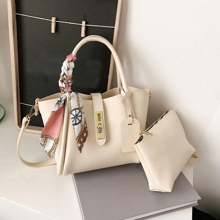 2pcs New Spring Fashion PU 2pcs Set Bag Women Vintage Autumn/Winter Combo Handbag + Crossbody, Si... | SHEIN