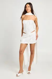 White Sheer Lace Bandeau Corset Top | Boohoo | Boohoo.com (UK & IE)