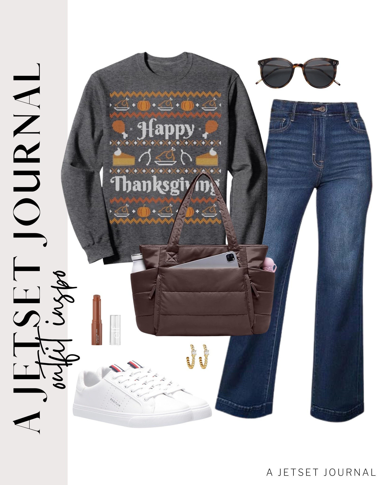 A cozy sweater and denim outfit makes the perfect comfy outfit for Thanksgiving!
casual thanksgiving outfit idea, puffer tote bag, neutral sneakers, fall outfit idea, casual look, vacation style, makeup must have, beauty favorite, functional bag, amazon fashion, affordable style

#LTKFindsUnder50 #LTKSeasonal #LTKU