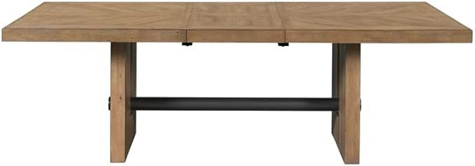 Furniture Modern Wood Trestle Table in Weathered Oak | Amazon (US)