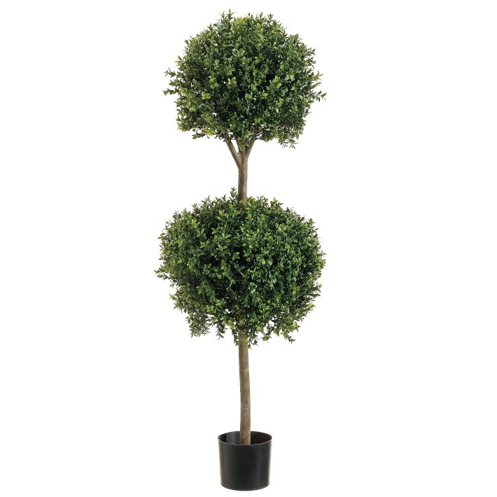 4' Double Ball-Shaped Faux Boxwood Topiary in Plastic Pot | Williams-Sonoma