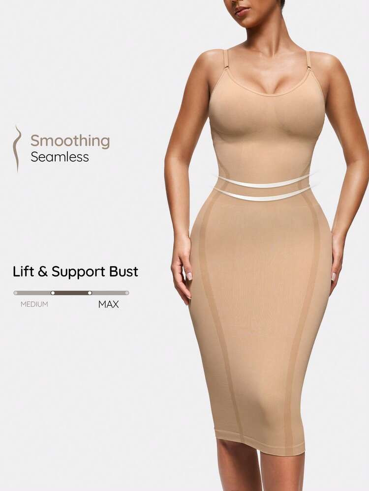SHAPORA Seamless Cami Shapewear Slip Dress With Adjustable Straps-Tummy Waist Control | SHEIN