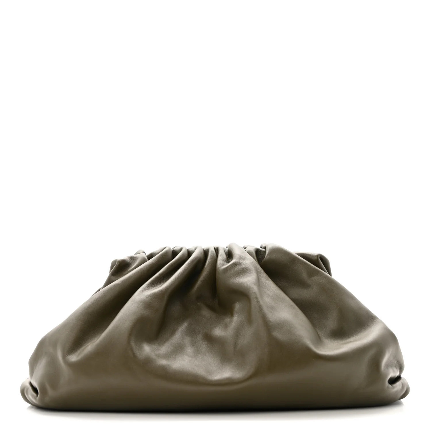 Bottega Veneta Smooth Butter Calf The Pouch Oversized Clutch Kaki Fondent | FASHIONPHILE (US)