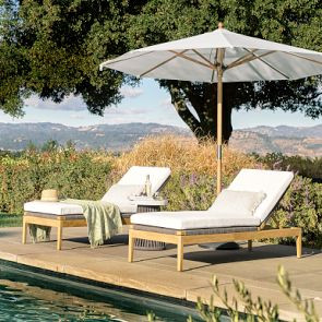 Pasadena Outdoor Teak and Brown Rope Chaise | Williams-Sonoma