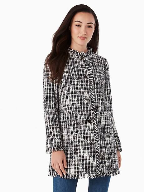 Kate Spade Tweed Coat, Black | Kate Spade Outlet