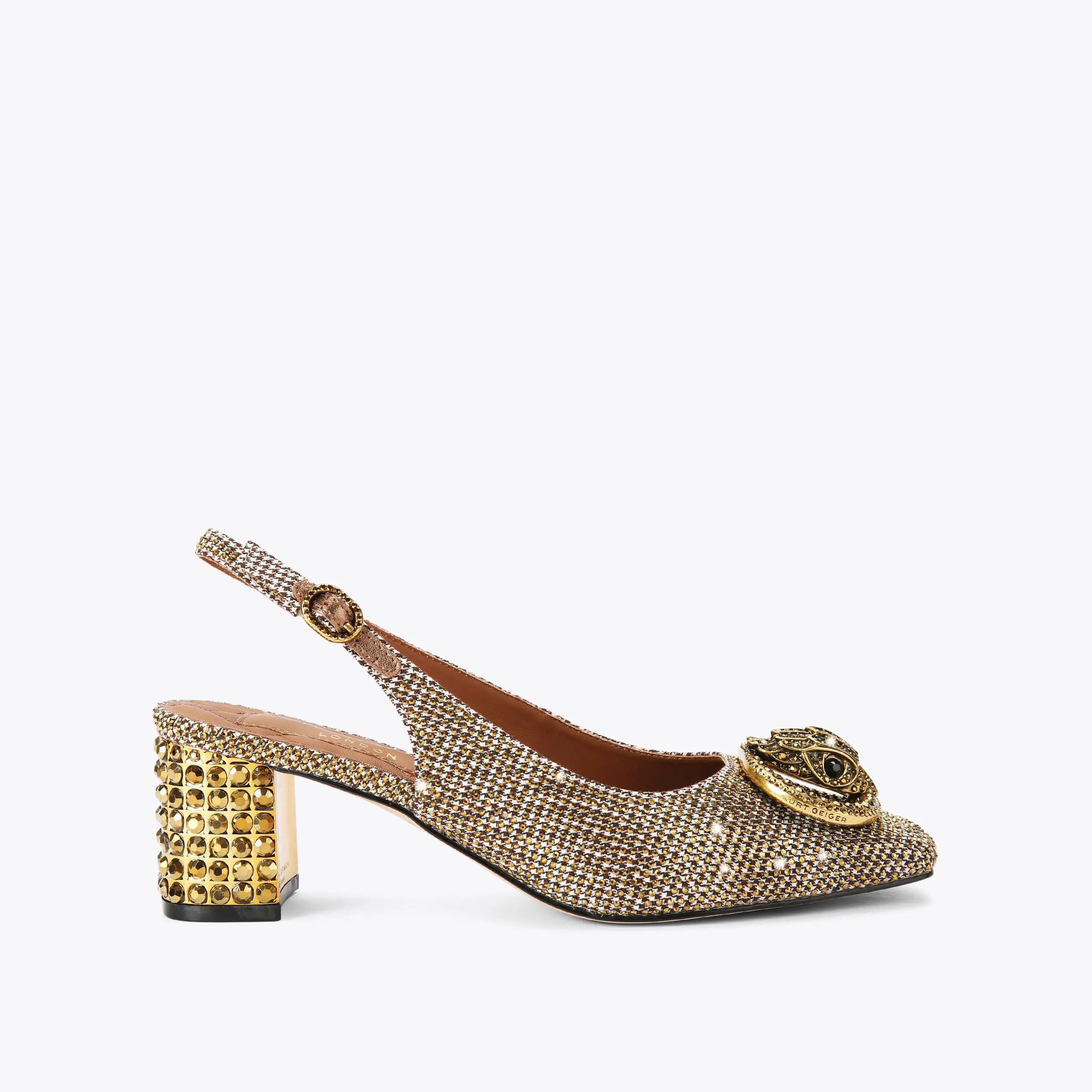 CHELSEA BLOCK SLINGBACK Beige Crystal Heel by KURT GEIGER LONDON | Kurt Geiger UK