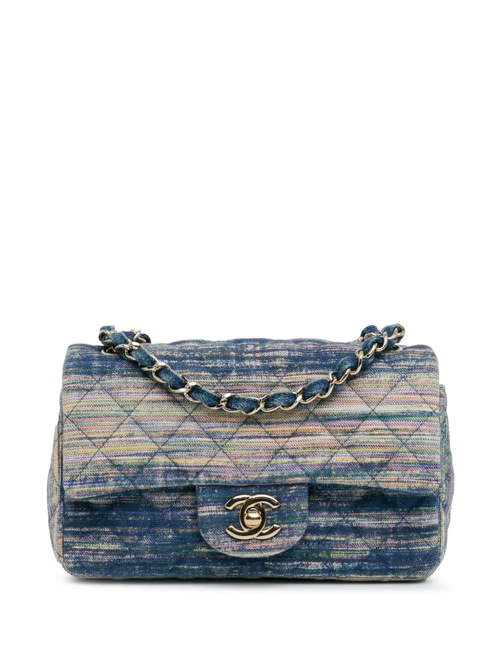 CHANEL Pre-Owned 2019 Mini Rectangular Classic Denim Flap crossbody bag - Blue | Farfetch Global