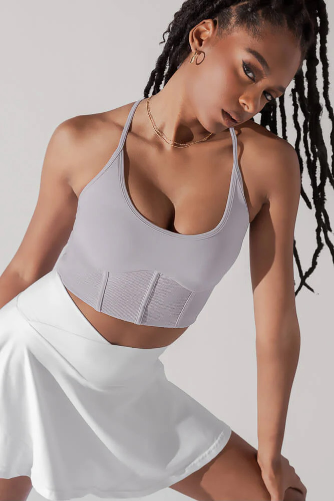 Plié Corset Crop Bralette - Lavender Grey | POPFLEX
