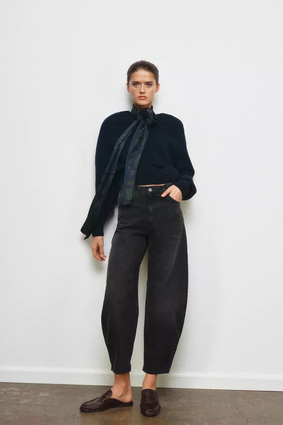 ZW COLLECTION HIGH-WAIST BARREL JEANS | Zara Canada