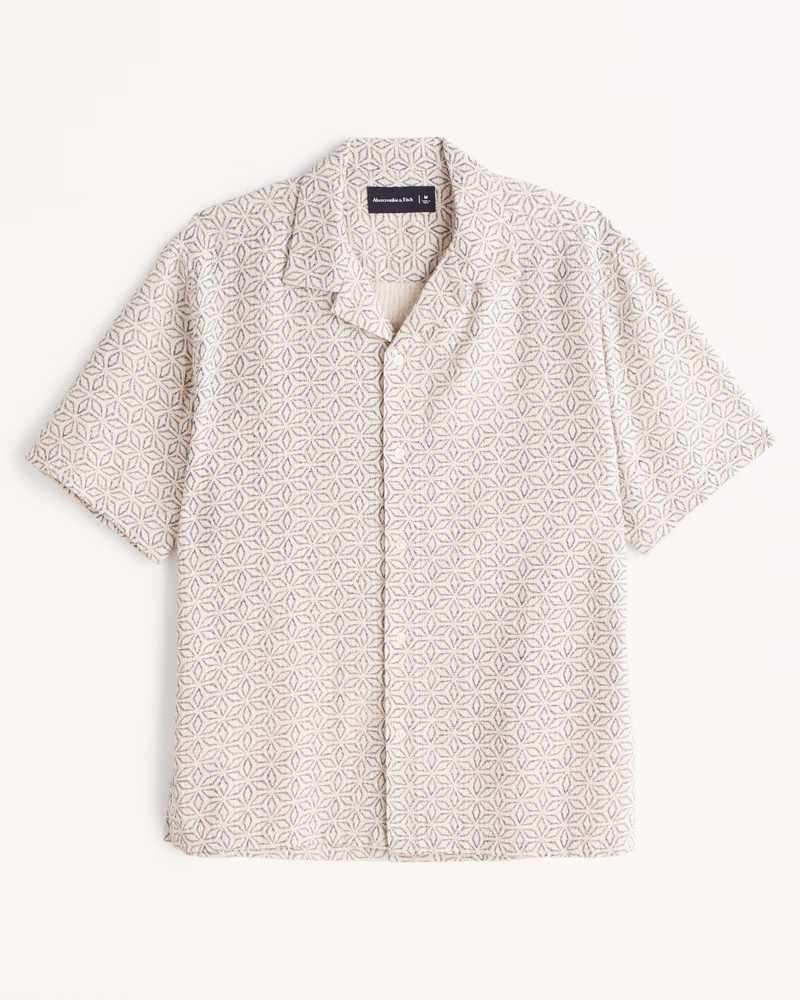 Camp Collar Textured Button-Up Shirt | Abercrombie & Fitch (US)