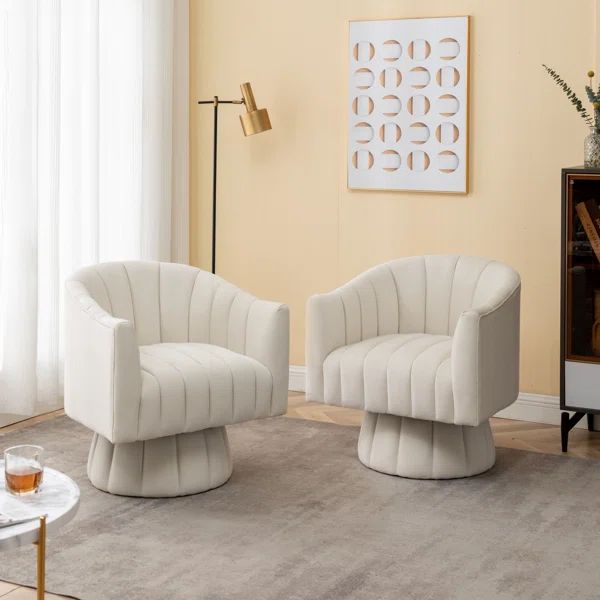 Murrow Upholstered Swivel Barrel Chair (Set of 2) | Wayfair North America