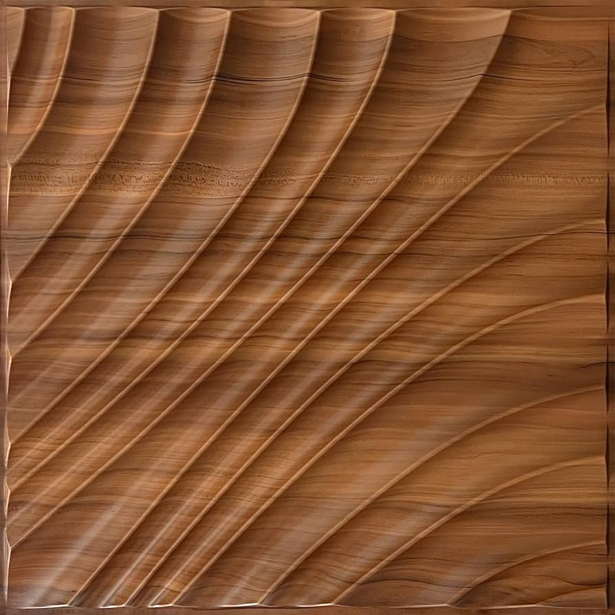 STICKGOO Wave 3D Wall Panels, Brown Wood Grain Wall Panels for Interior Wall Decor, Plastic Faux ... | Amazon (US)