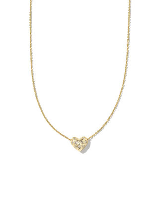Holland Gold Heart Short Pendant Necklace in Pink Crystal | Kendra Scott | Kendra Scott