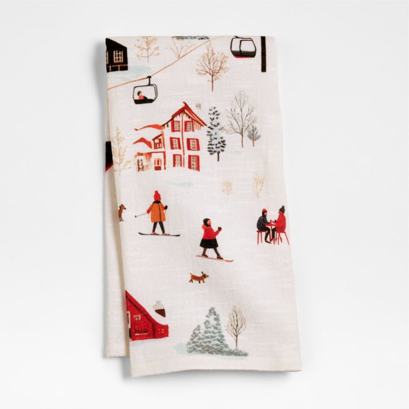 Ice Skating Scene Dish Towel | Crate & Barrel | Crate & Barrel