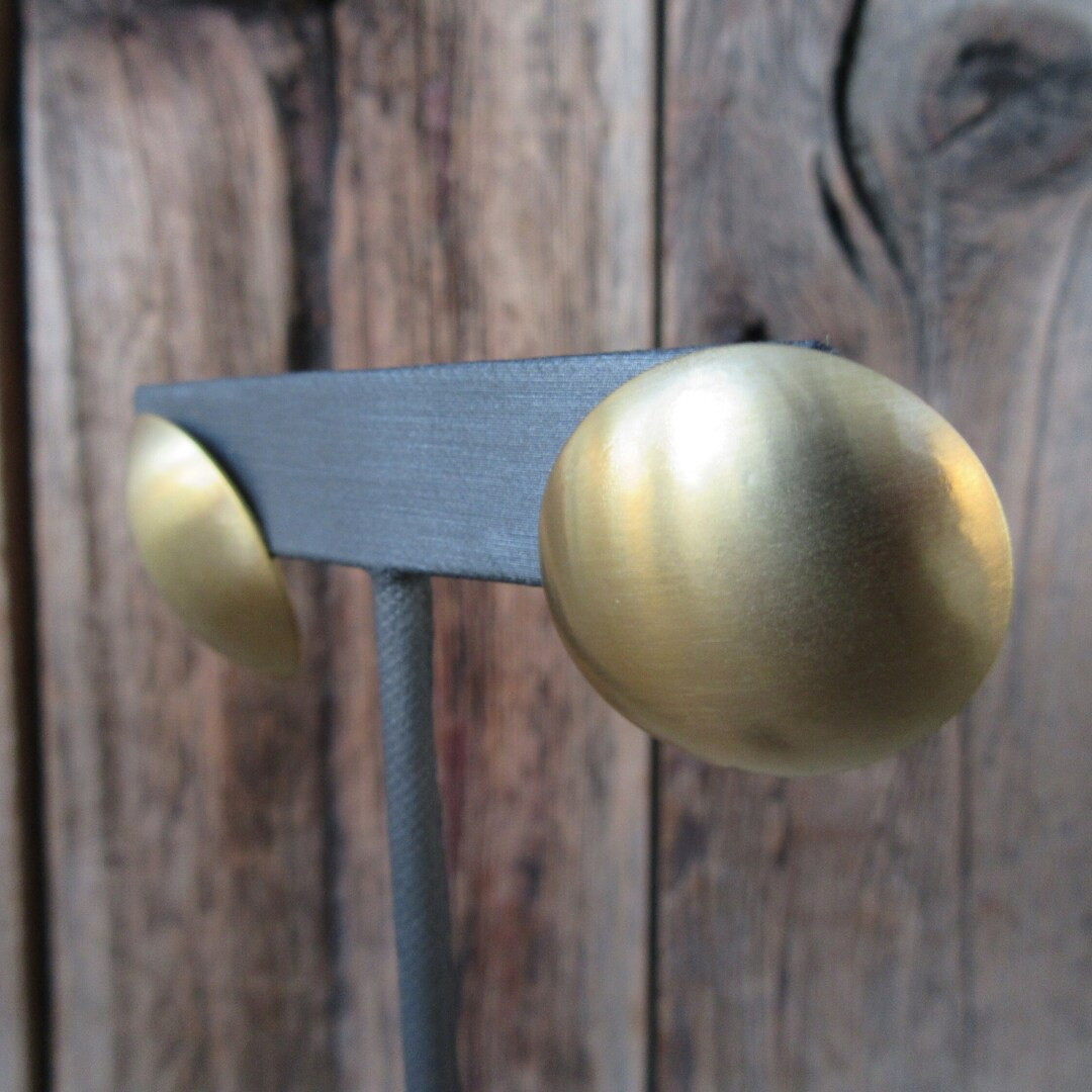 80s 90s Large Gold Tone Dome Earrings Brushed Matte Circle Earrings Button Statement Earrings - E... | Etsy (US)