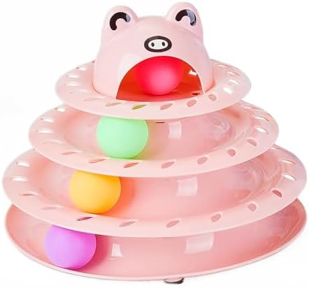Cat Toys, 4-Level Turntable Ball Track Interactive Cat Toy for Indoor Cats, Self Play Fun Roller ... | Amazon (US)